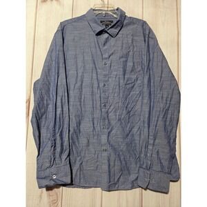 Marc Anthony Mens XXL Blue White Micro Dot‎ Luxury Slim Fit  Button Down Shirt